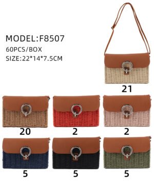 Borsa a tracolla effetto paglia - F8507